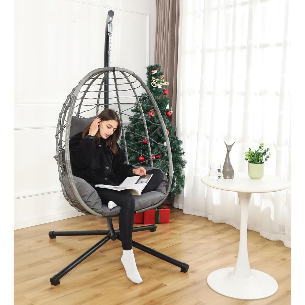Garden Swing Chair - Hanging Egg Chair with Stand, Swing
