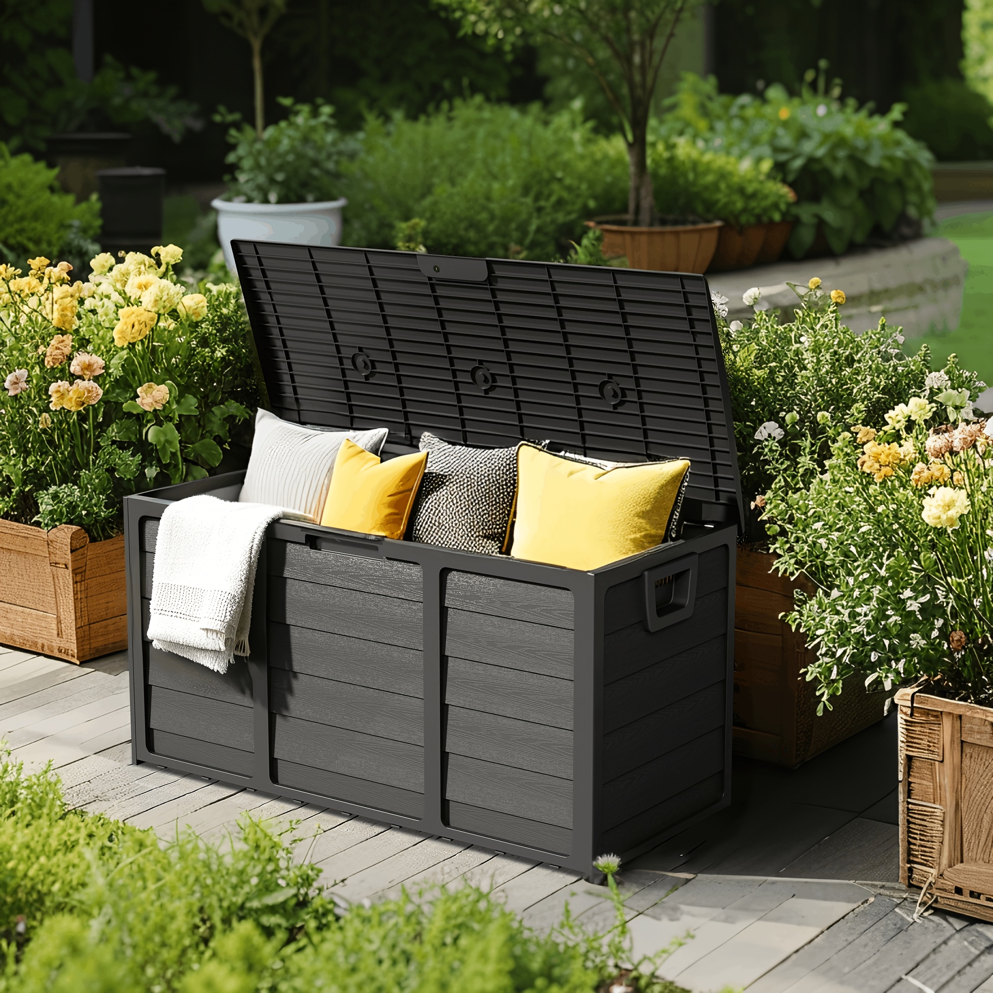 Outdoor Furniture Patio - Weatherproof Resin Storage, 75 Gallon Weatherproof