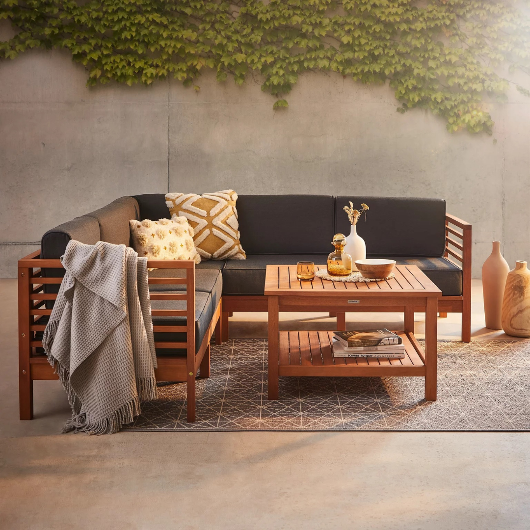 Outdoor Furniture Warehouse - Modern Outdoor Teak Wood Sofa Living
