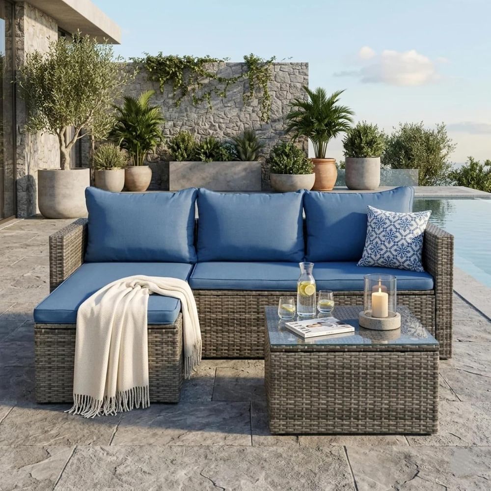 4-Piece Outdoor Wicker Patio F - مراجعة Outdoor Furniture Set With Fire Pit وسعره