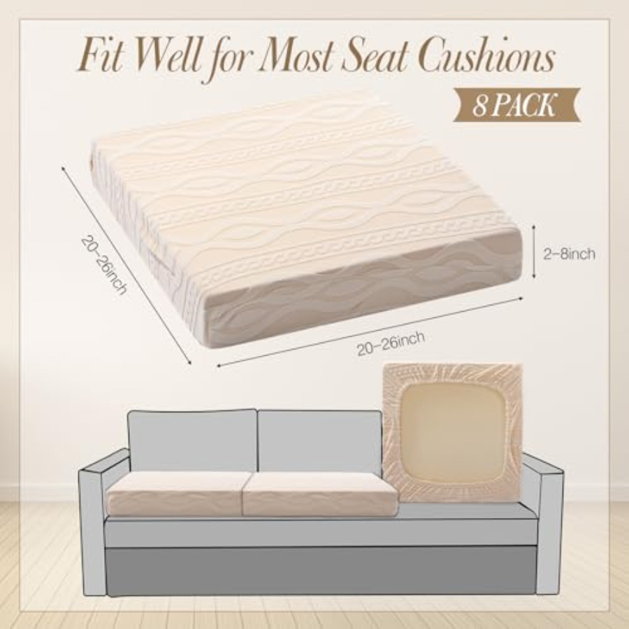 8Pcs Stretch Patio Cushion Cov - مراجعة Outdoor Furniture Patio وسعره