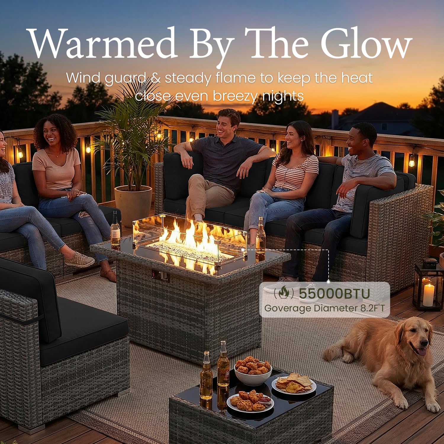 8 Piece Patio Furniture Set wi - مراجعة Outdoor Furniture Set With Fire Pit وسعره