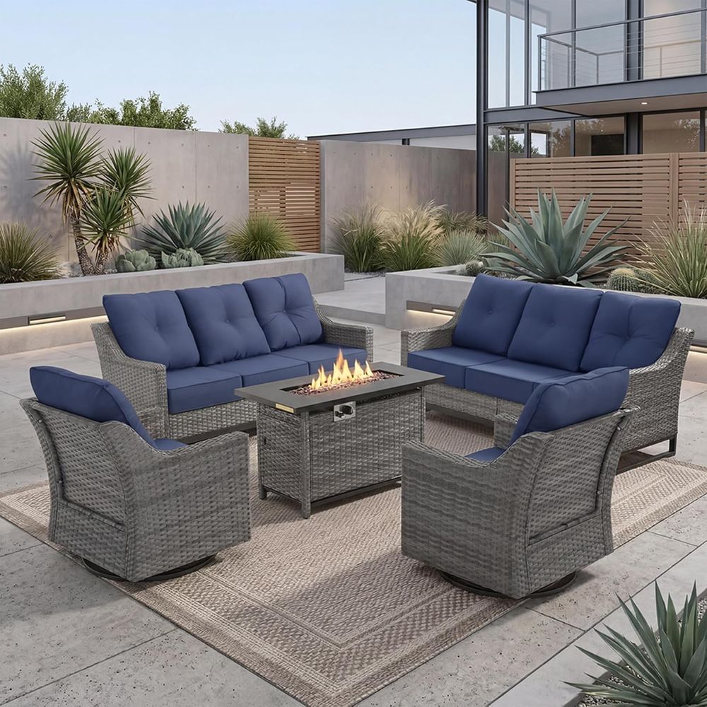 5-Piece Patio Furniture Set wi - مراجعة Outdoor Furniture Set With Fire Pit وسعره