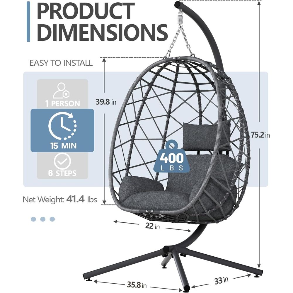 Outdoor Indoor Rattan Egg Swin - مراجعة Garden Swing Chair وسعره