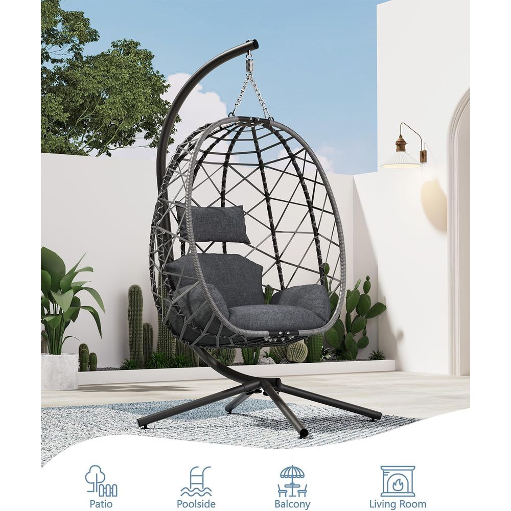Outdoor Indoor Rattan Egg Swin - مراجعة Garden Swing Chair وسعره