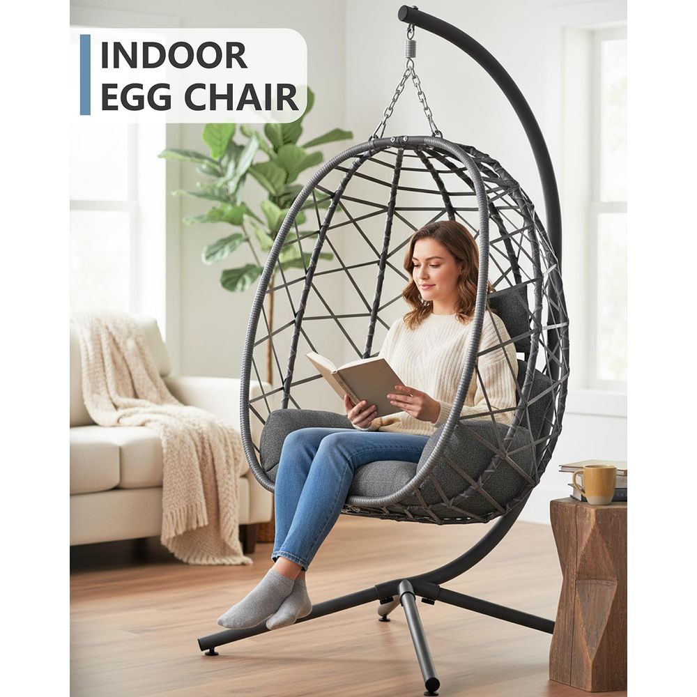 Outdoor Indoor Rattan Egg Swin - مراجعة Garden Swing Chair وسعره