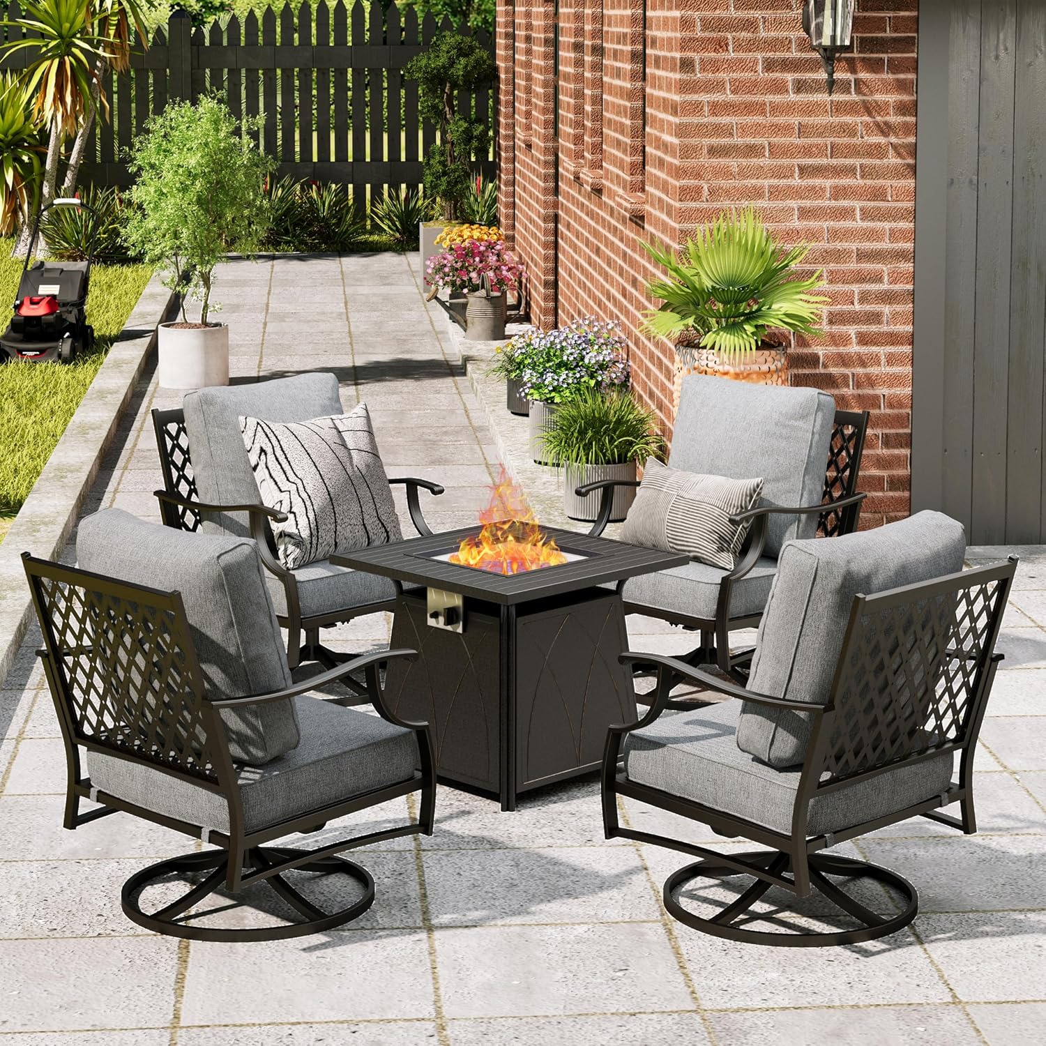 Patio Furniture Set with Fire  - مراجعة Outdoor Furniture Set With Fire Pit وسعره