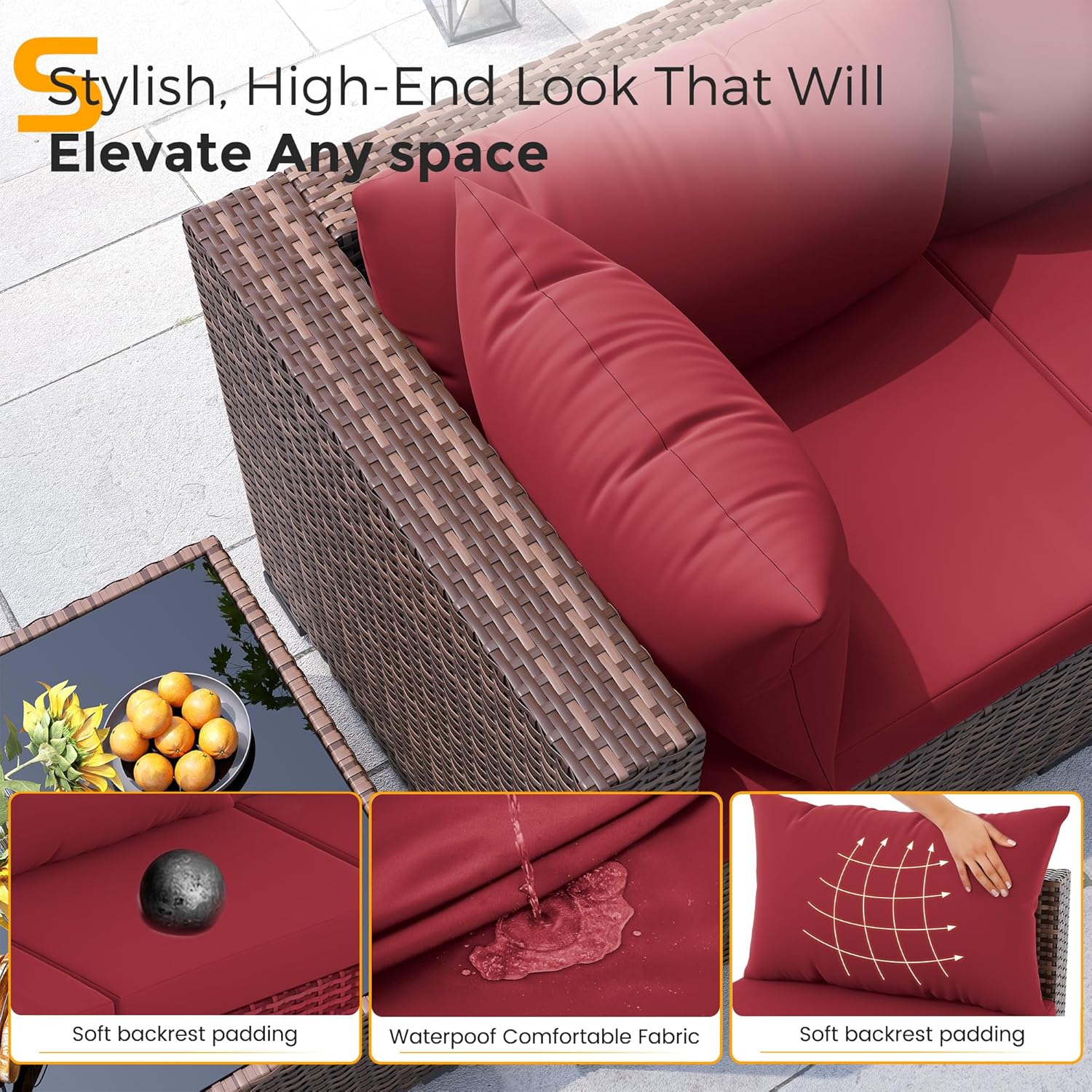 8pc All-Weather Wicker Section - مراجعة Outdoor Furniture Set With Fire Pit وسعره