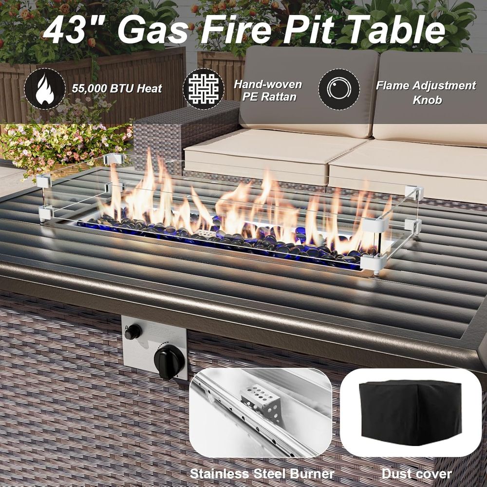 10-Piece Outdoor Patio Furnitu - مراجعة Outdoor Furniture Set With Fire Pit وسعره