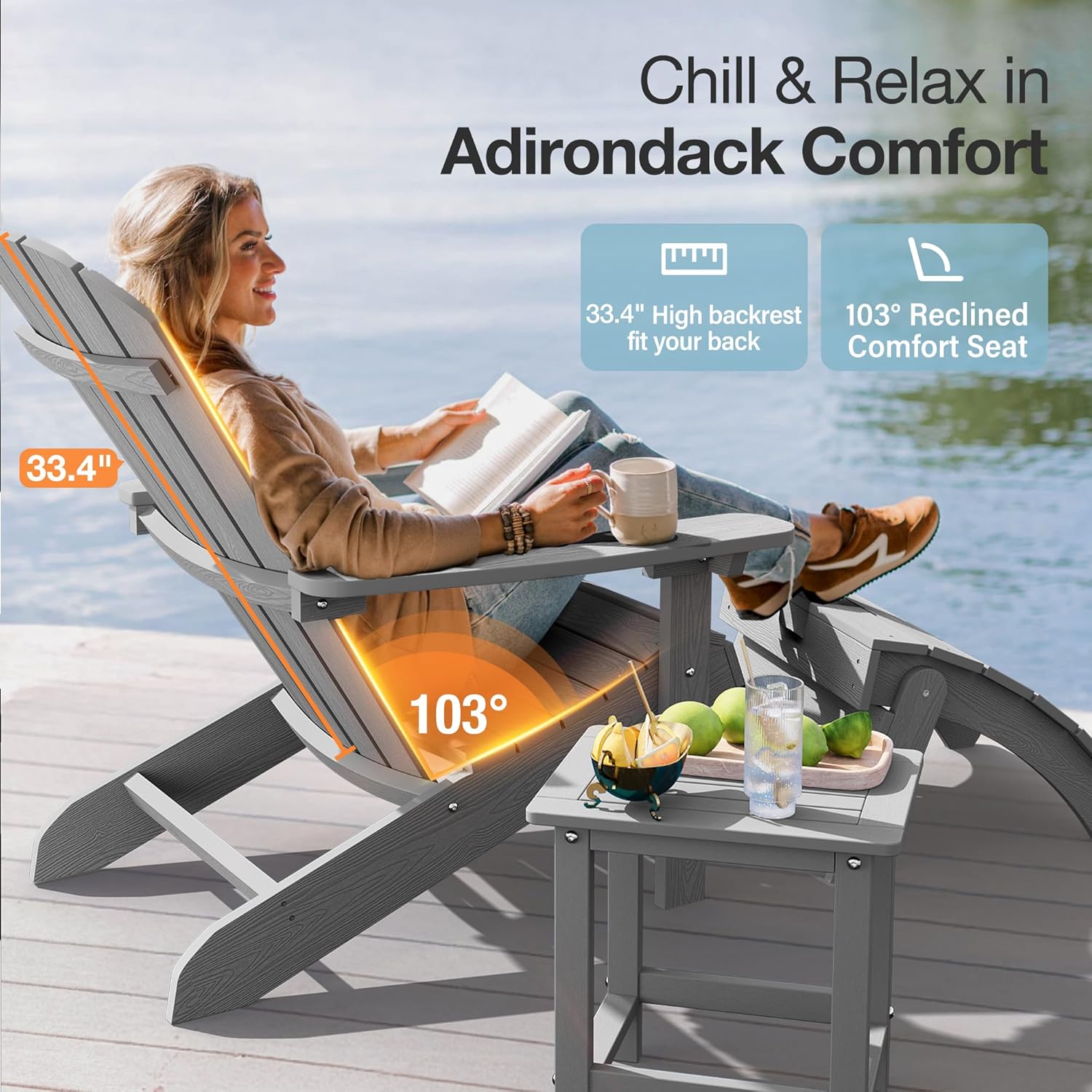 Adirondack Chairs Set of 4 Pla - مراجعة Adirondack Chair Wood وسعره