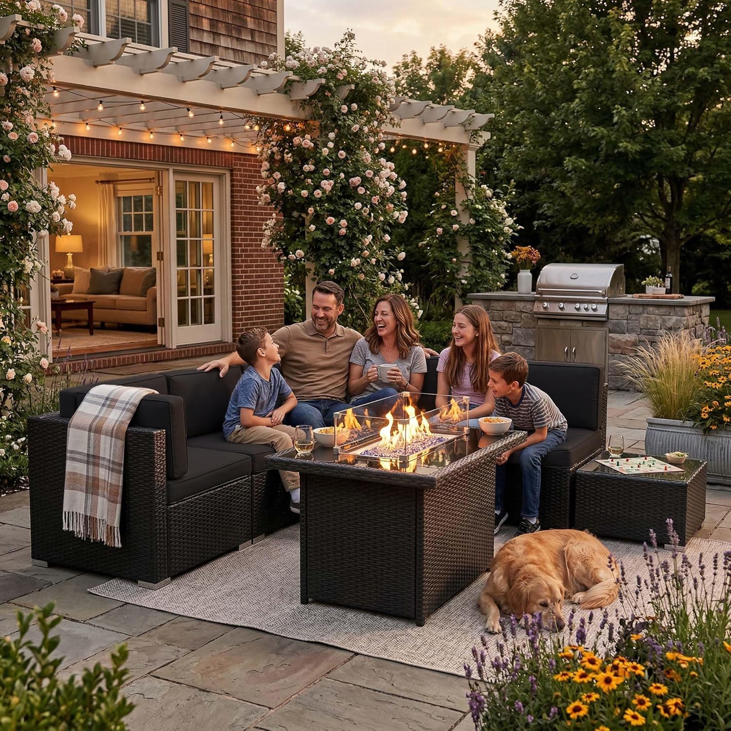 8 Pieces Patio Furniture Set w - مراجعة Outdoor Furniture Set With Fire Pit وسعره