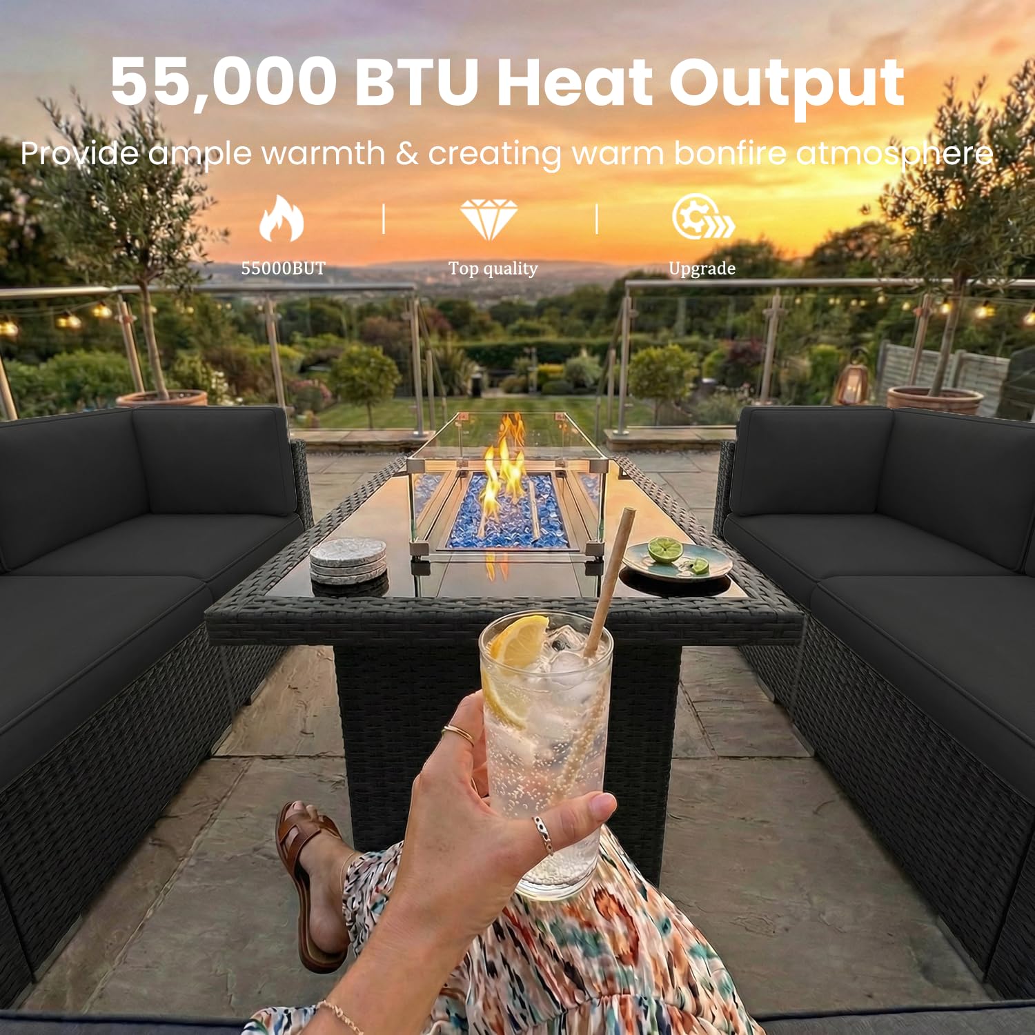 8 Pieces Patio Furniture Set w - مراجعة Outdoor Furniture Set With Fire Pit وسعره