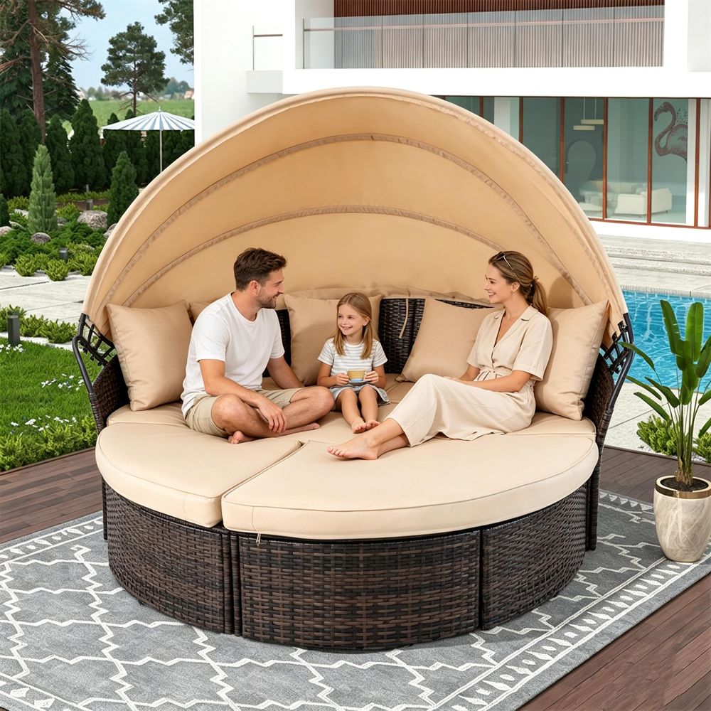 Outdoor Patio Round Daybed wit - مراجعة Outdoor Furniture Patio وسعره