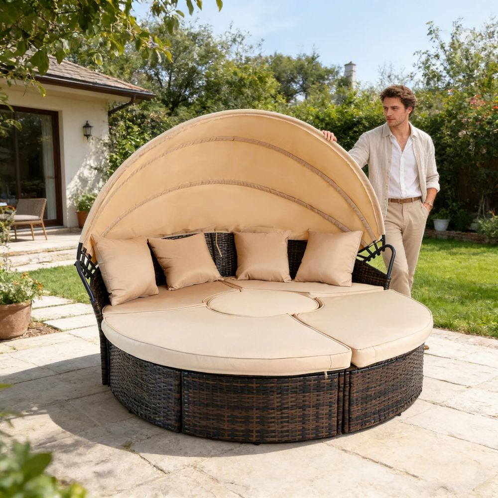 Outdoor Patio Round Daybed wit - مراجعة Outdoor Furniture Patio وسعره