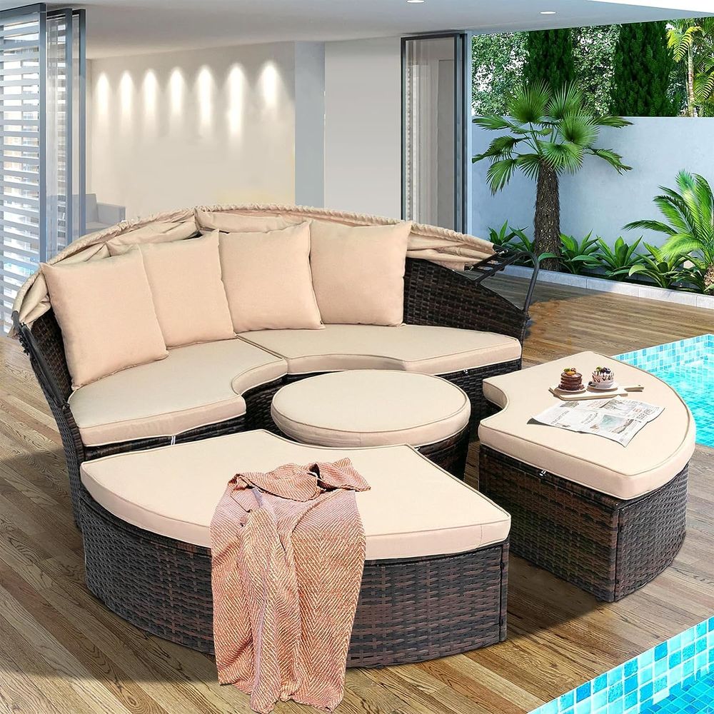 Outdoor Patio Round Daybed wit - مراجعة Outdoor Furniture Patio وسعره
