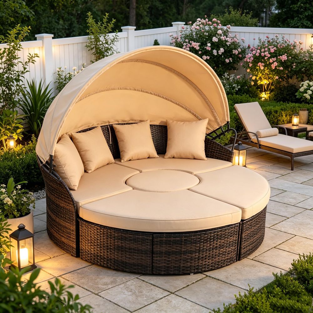 Outdoor Patio Round Daybed wit - مراجعة Outdoor Furniture Patio وسعره