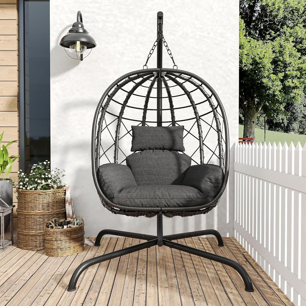 Outdoor Patio Wicker Swing Cha - مراجعة Garden Swing Chair وسعره
