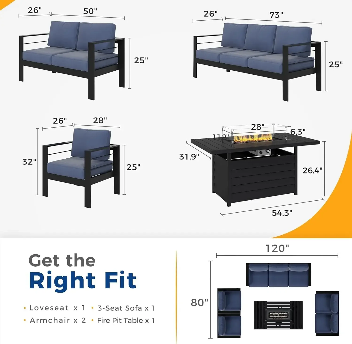 Aluminum Patio Furniture Set,  - مراجعة Outdoor Furniture Set With Fire Pit وسعره