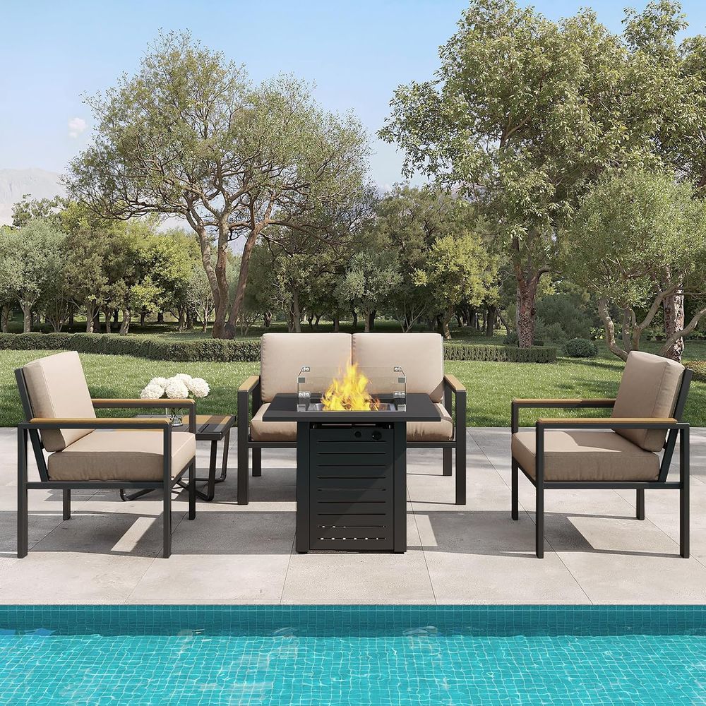 5-Piece Outdoor Patio Furnitur - مراجعة Outdoor Furniture Set With Fire Pit وسعره