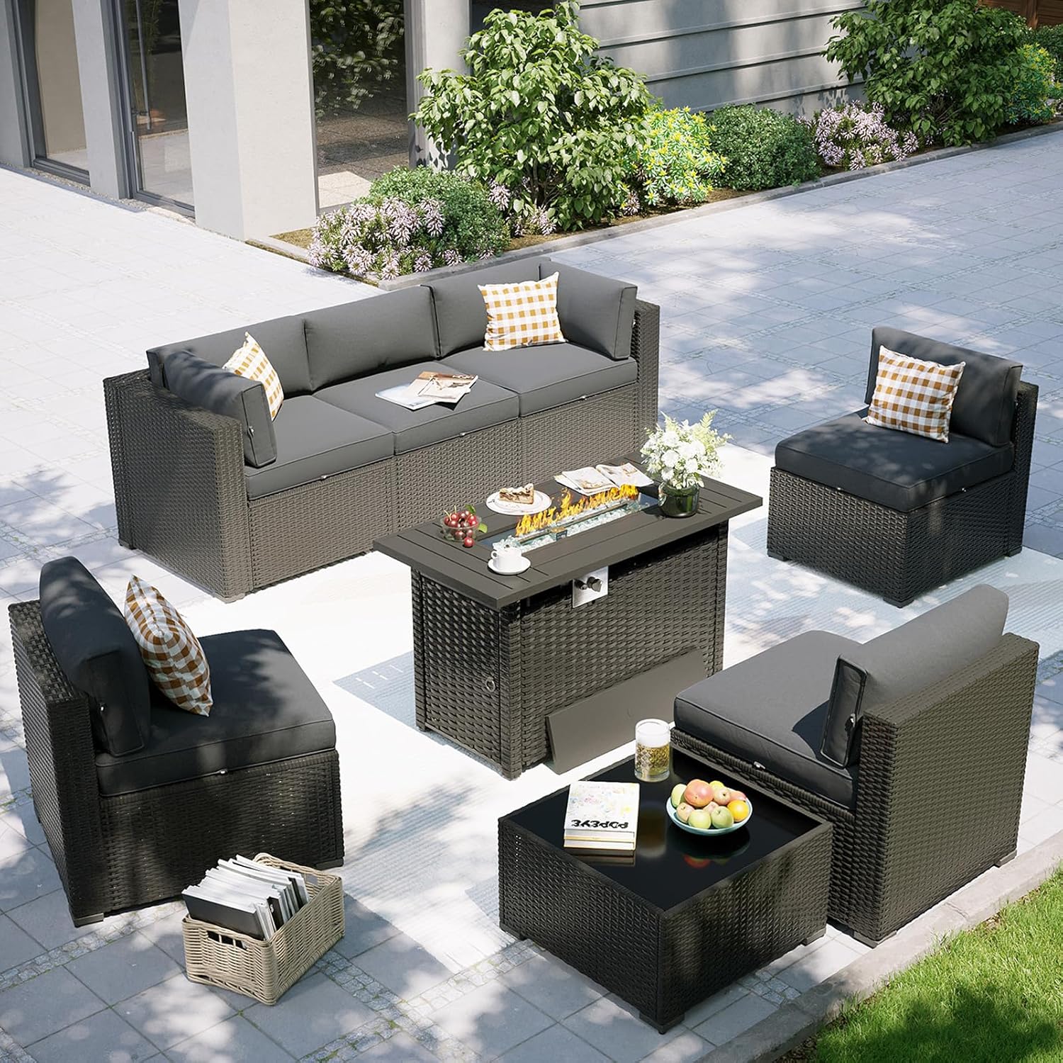 Patio Furniture Set with Fire  - مراجعة Outdoor Furniture Set With Fire Pit وسعره