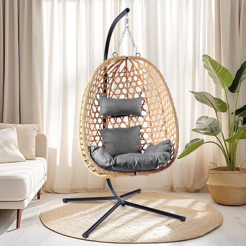 Outdoor Hanging Egg Chair with - مراجعة Garden Swing Chair وسعره