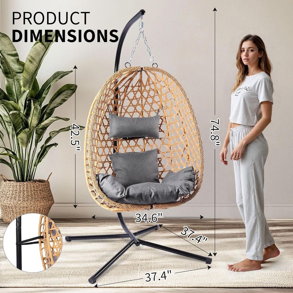 Outdoor Hanging Egg Chair with - مراجعة Garden Swing Chair وسعره