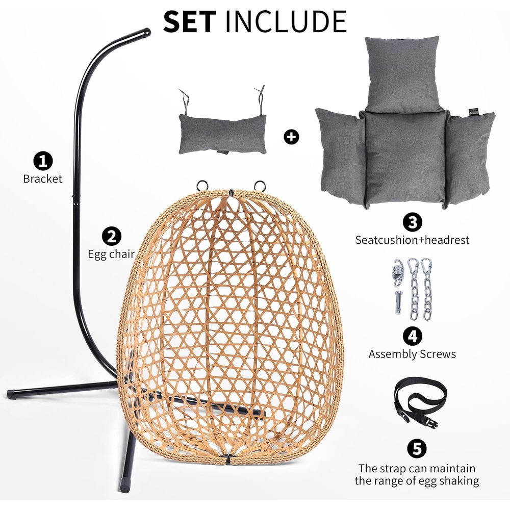 Outdoor Hanging Egg Chair with - مراجعة Garden Swing Chair وسعره