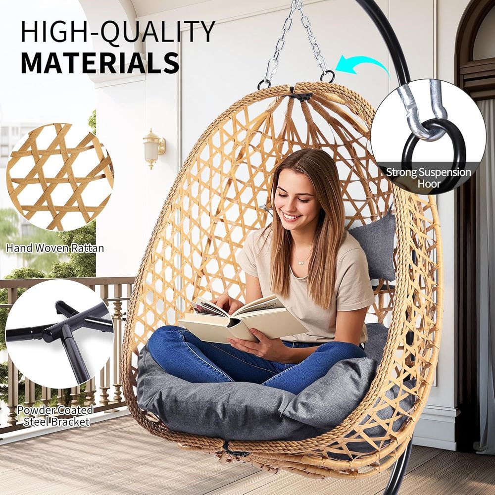 Outdoor Hanging Egg Chair with - مراجعة Garden Swing Chair وسعره