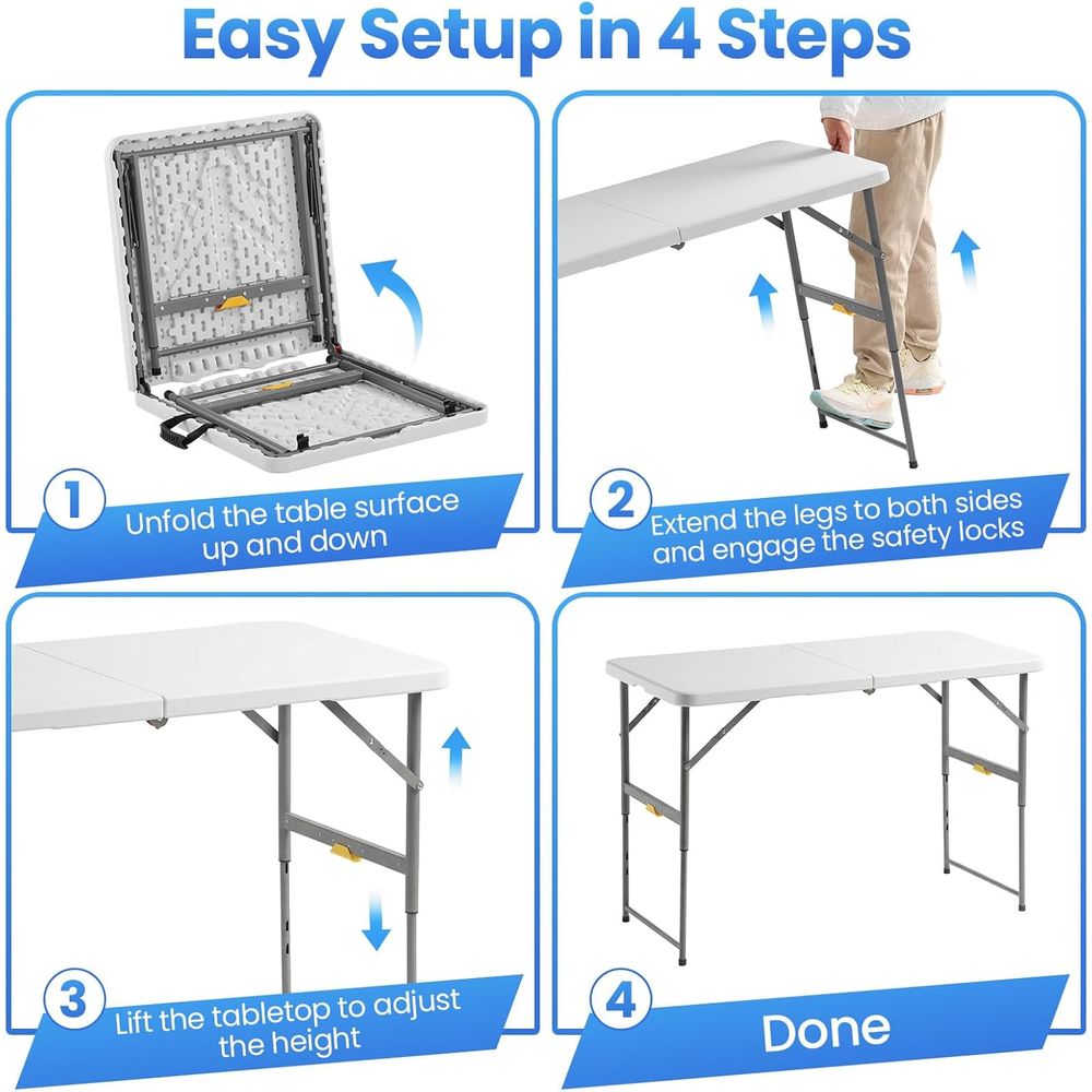 Portable Folding Card Table wi - مراجعة Folding Picnic Table وسعره