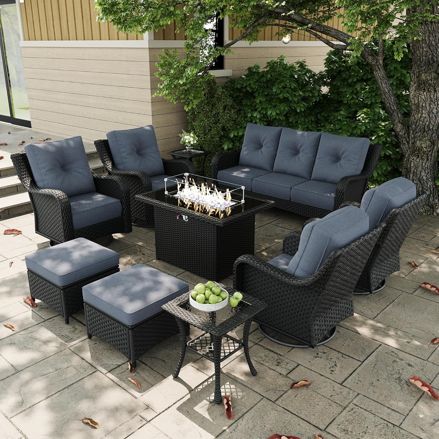 10 Pieces Outdoor Patio Furnit - مراجعة Outdoor Furniture Set With Fire Pit وسعره