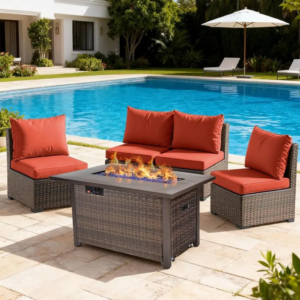 5-Piece Patio Furniture Set wi - مراجعة Outdoor Furniture Set With Fire Pit وسعره