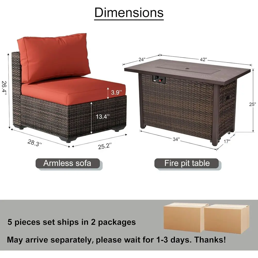 5-Piece Patio Furniture Set wi - مراجعة Outdoor Furniture Set With Fire Pit وسعره