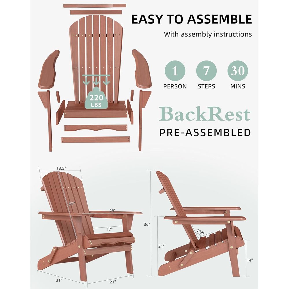 Pre-Assembled Wooden Adirondac - مراجعة Adirondack Chair Wood وسعره