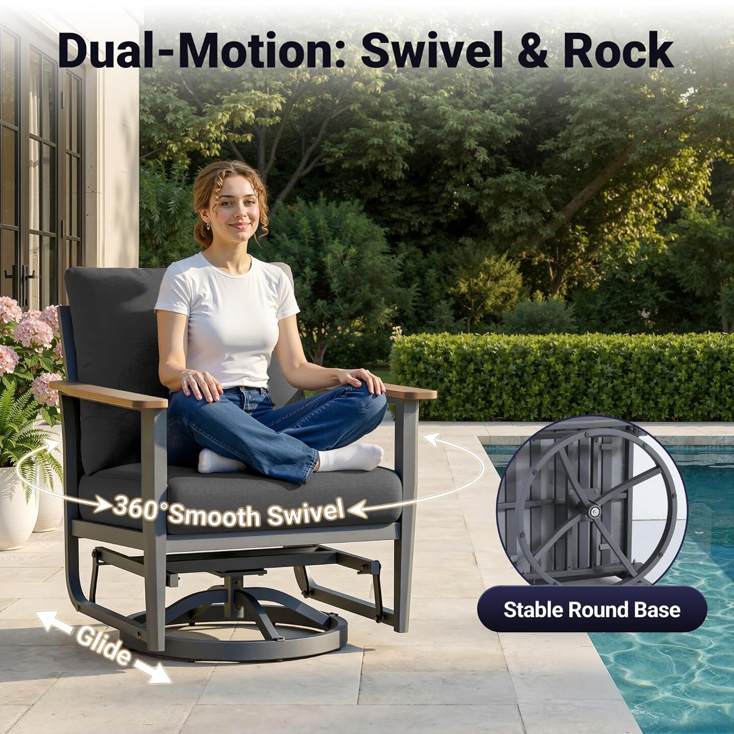 5pc Aluminum Patio Set Swivel  - مراجعة Outdoor Furniture Set With Fire Pit وسعره