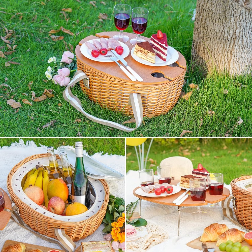 stboo picnic basket for 4, ins - مراجعة Folding Picnic Table وسعره