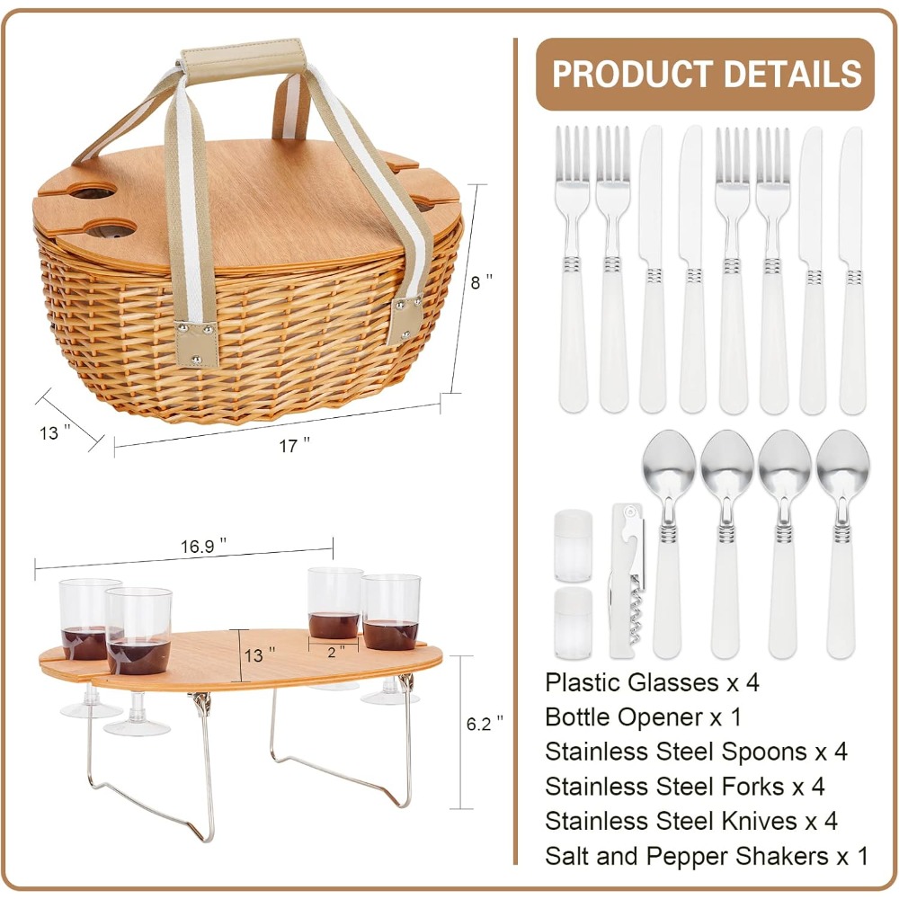 stboo picnic basket for 4, ins - مراجعة Folding Picnic Table وسعره