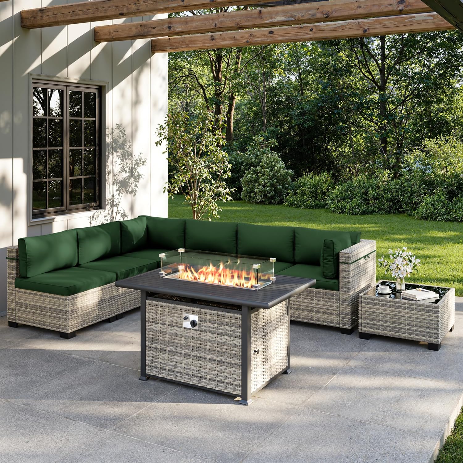 8-Piece Outdoor Patio Furnitur - مراجعة Outdoor Furniture Set With Fire Pit وسعره