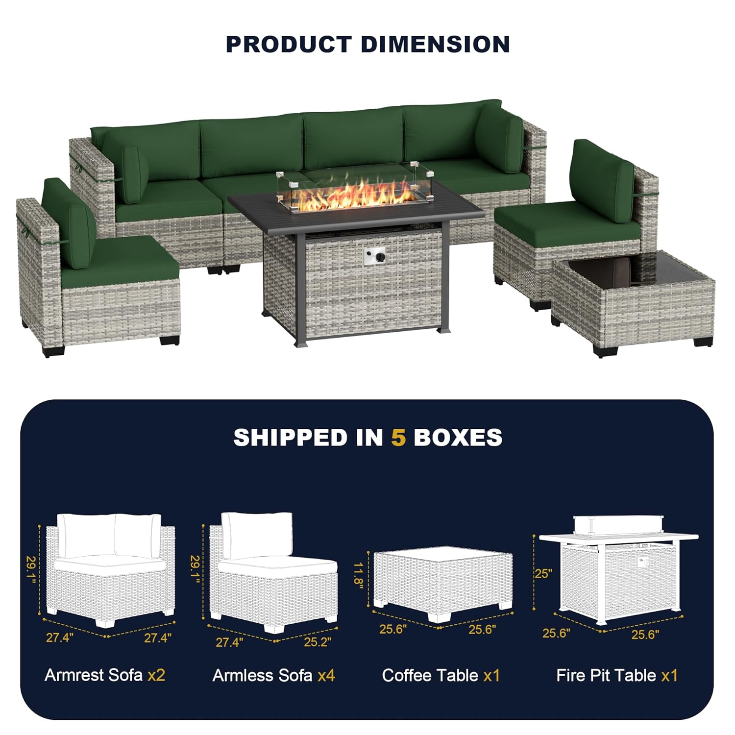 8-Piece Outdoor Patio Furnitur - مراجعة Outdoor Furniture Set With Fire Pit وسعره
