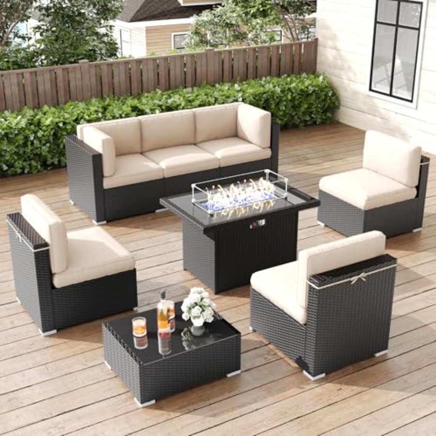 Patio furniture set for outdoo - مراجعة Outdoor Furniture Set With Fire Pit وسعره
