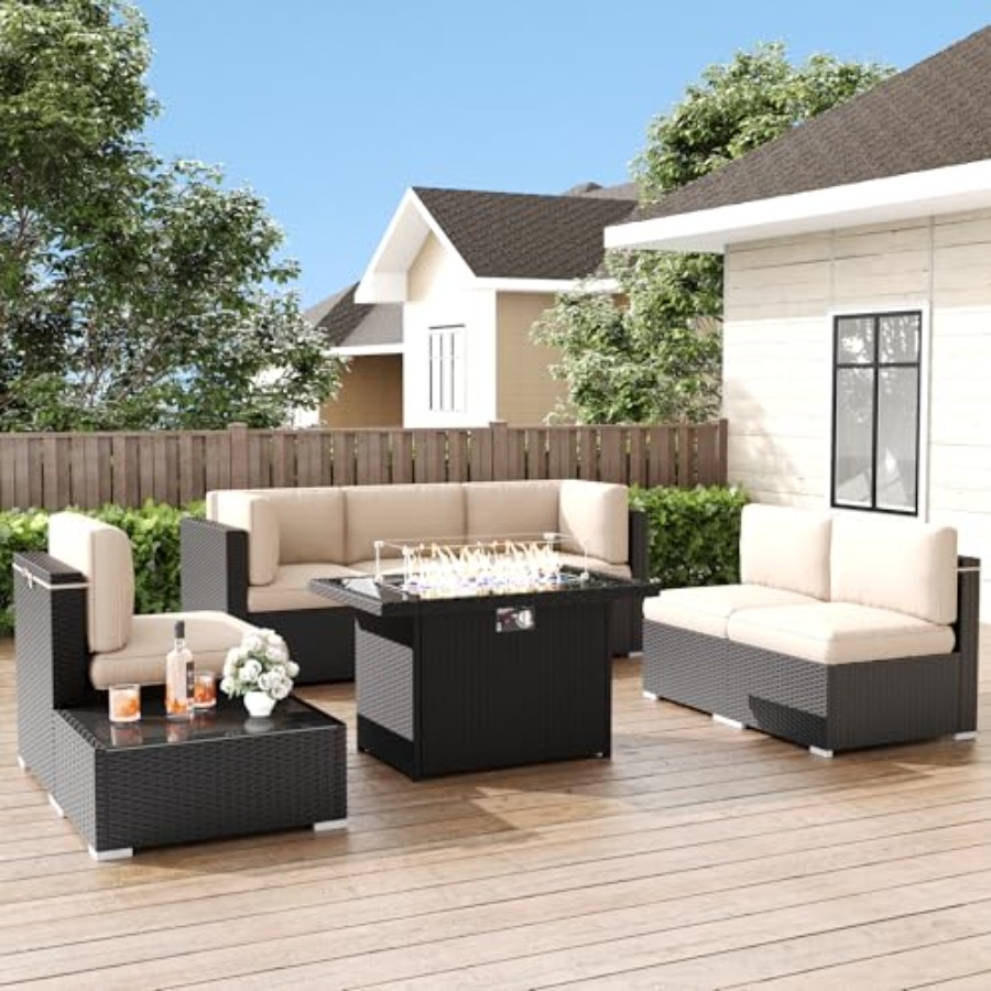 Patio furniture set for outdoo - مراجعة Outdoor Furniture Set With Fire Pit وسعره