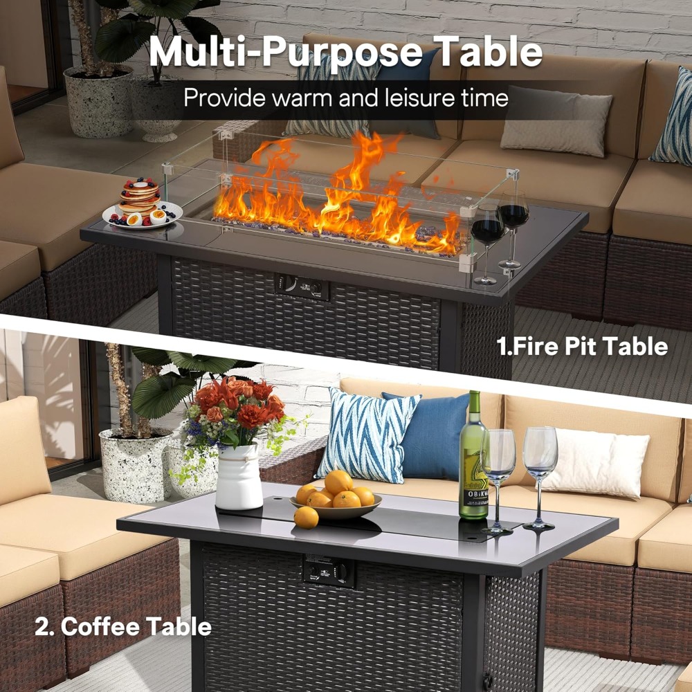 5 Piece Patio Furniture Set wi - مراجعة Outdoor Furniture Set With Fire Pit وسعره