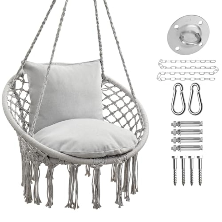 Macrame Hammock Chair Hanging  - مراجعة Garden Swing Chair وسعره