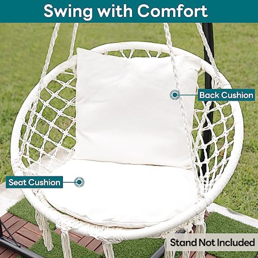 Macrame Hammock Chair Hanging  - مراجعة Garden Swing Chair وسعره