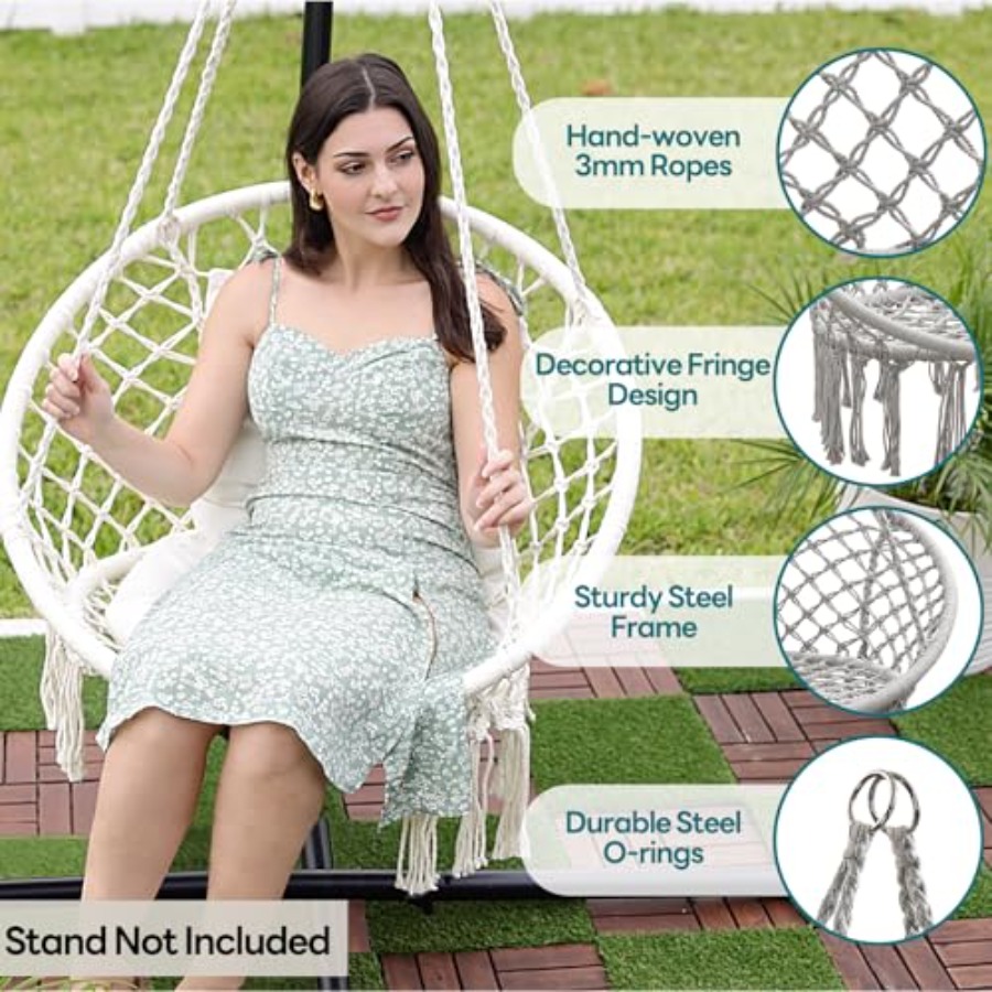 Macrame Hammock Chair Hanging  - مراجعة Garden Swing Chair وسعره