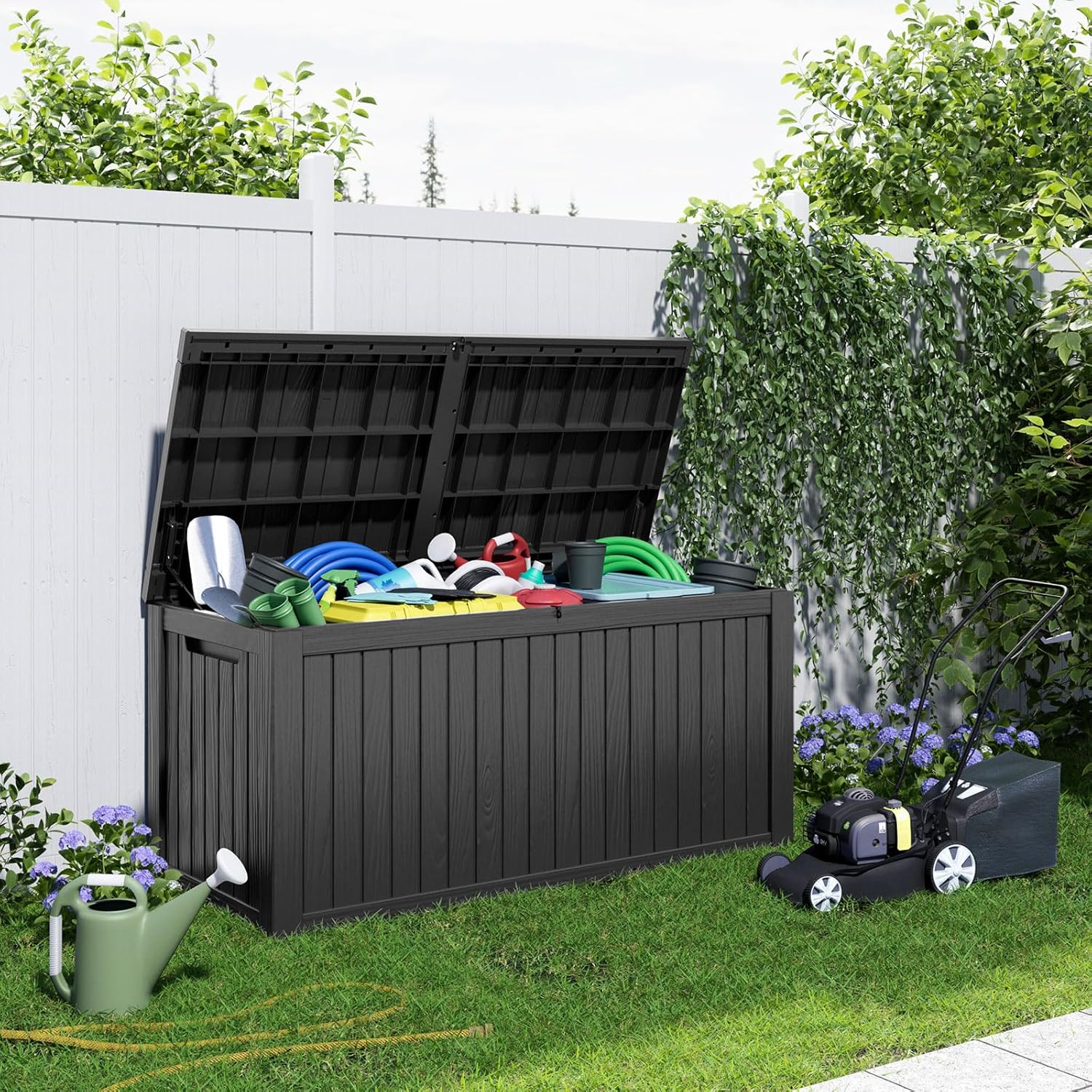 180Gal Lockable Resin Deck Box - مراجعة Outdoor Furniture Waterproof وسعره