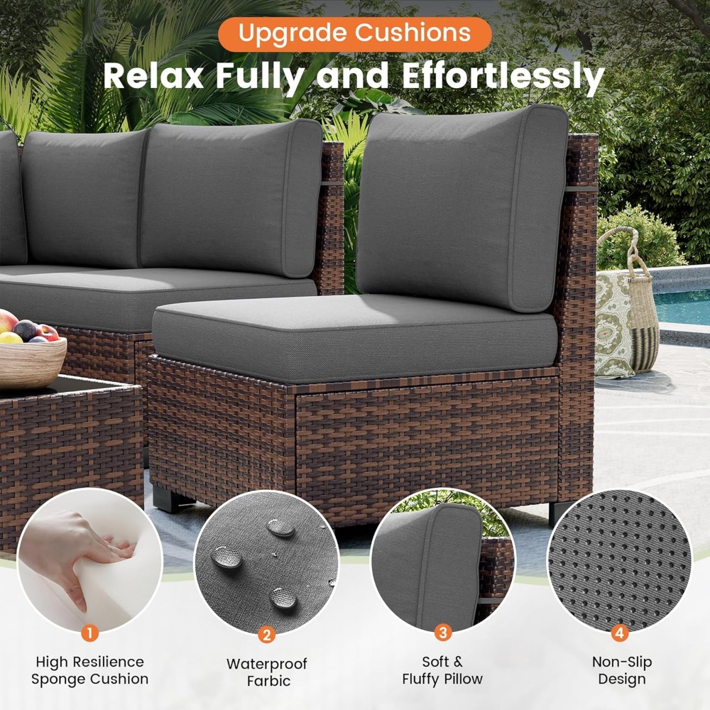 Sectional Sofa Set with Fire P - مراجعة Outdoor Furniture Set With Fire Pit وسعره