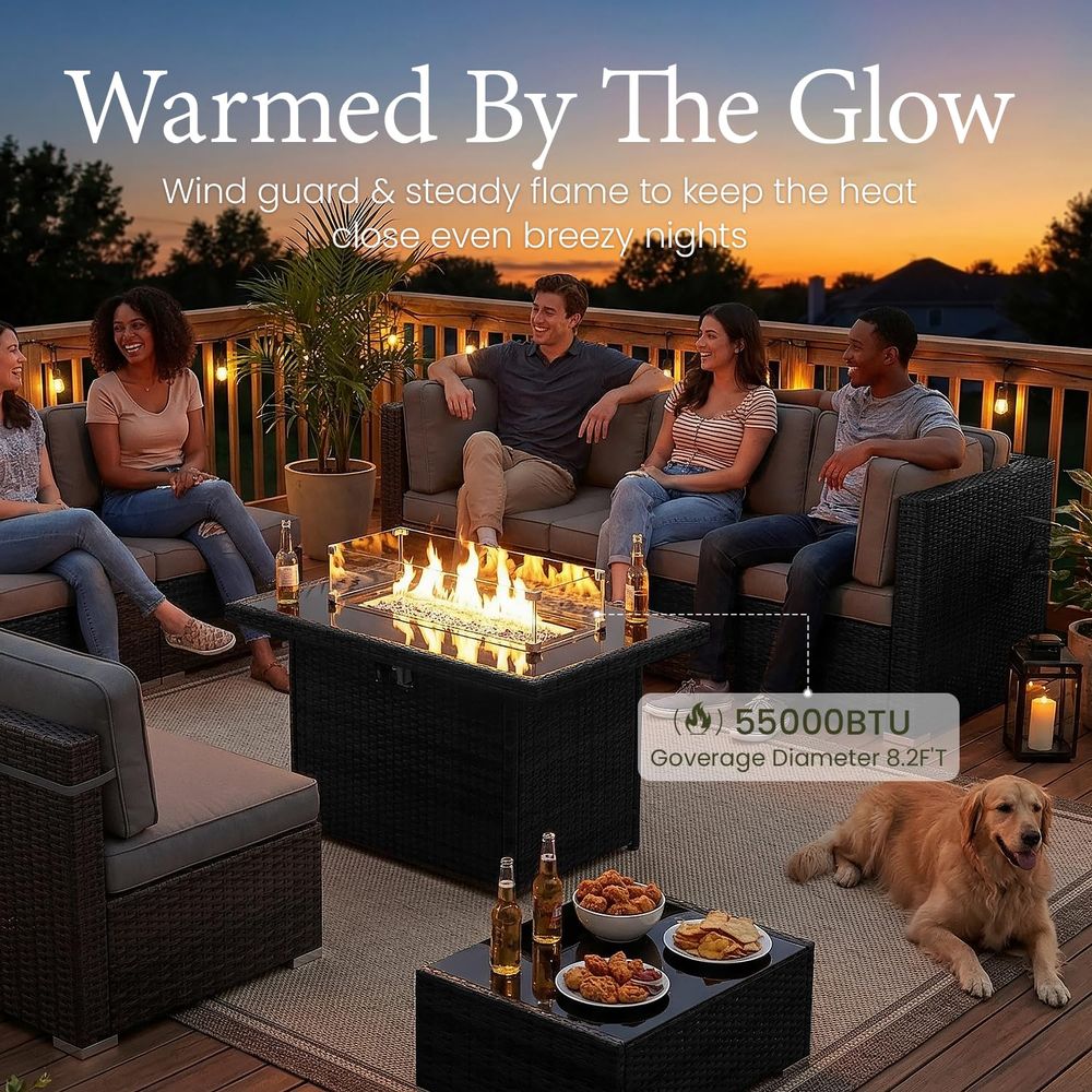 15 Piece Patio Furniture Set w - مراجعة Outdoor Furniture Set With Fire Pit وسعره