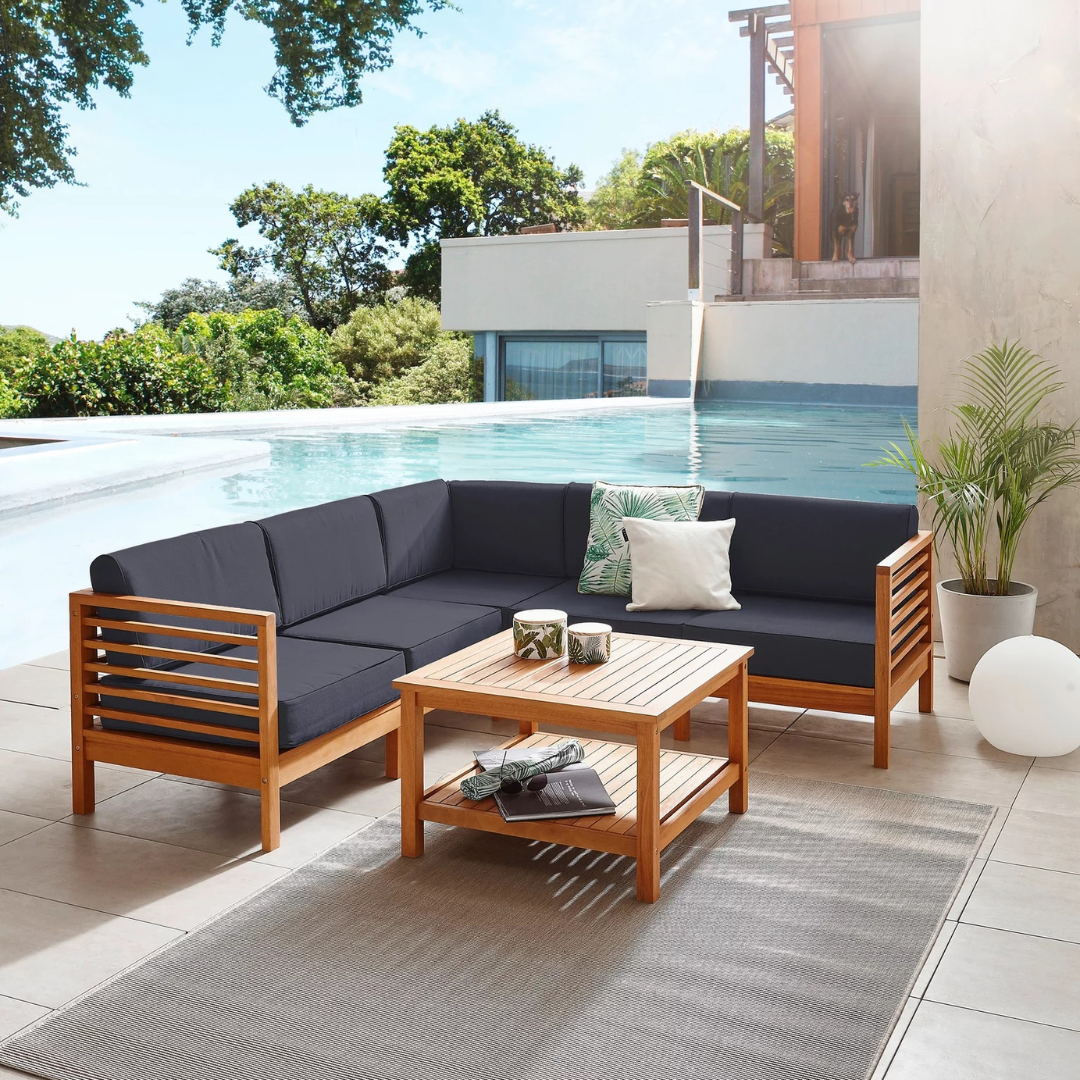 Modern Outdoor Teak Wood Sofa  - مراجعة Outdoor Furniture Warehouse وسعره